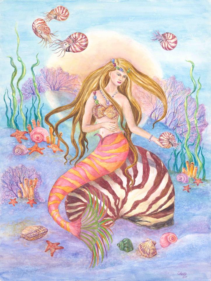 Nautilus Queen Mermaid Art Print 